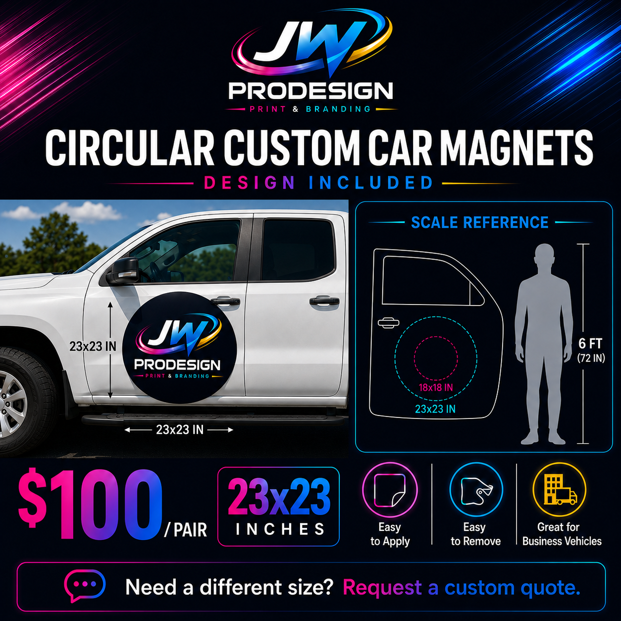 Circular Custom Car Magnets-Design Included.
