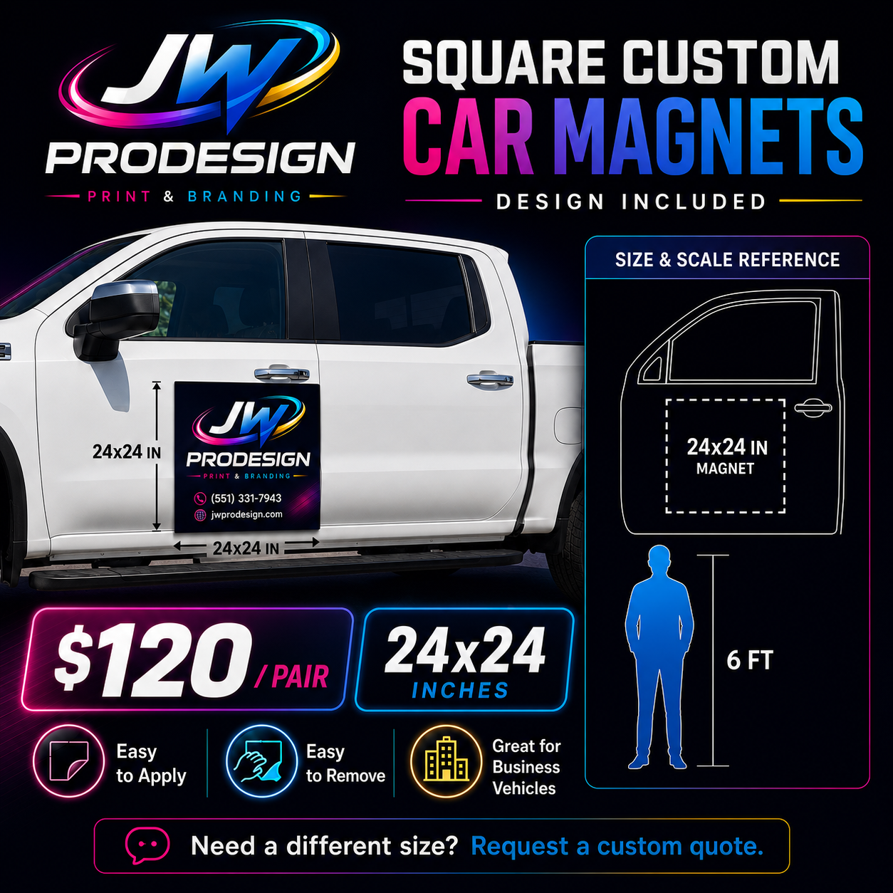 Custom Square car Magnets-Design Included