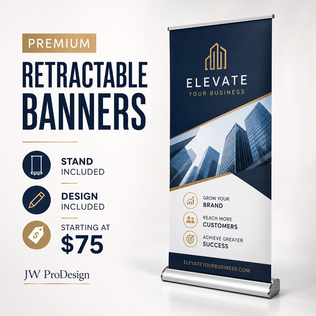 Premium Retractable Banners – Stand &amp; Design Included