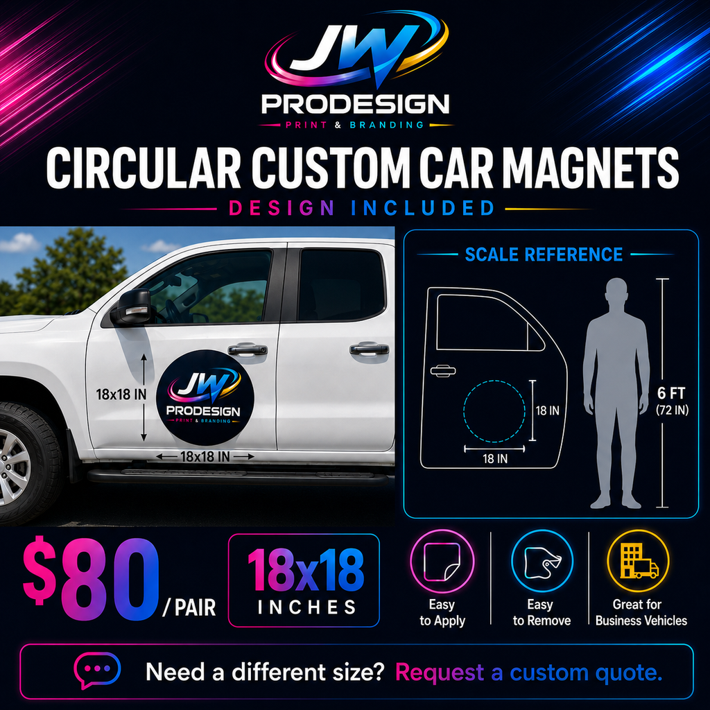 Circular Custom Car Magnets-Design Included.