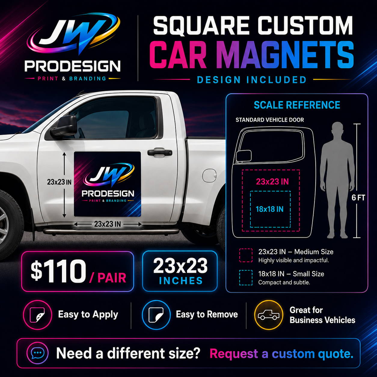 Custom Square car Magnets-Design Included