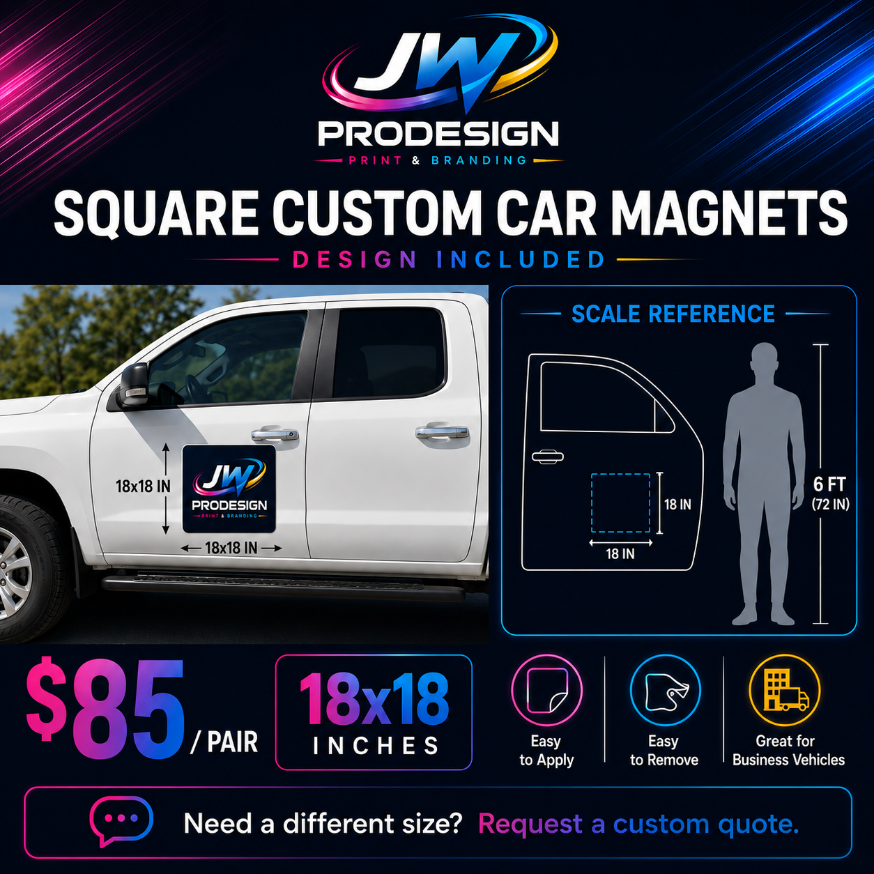 Custom Square car Magnets-Design Included