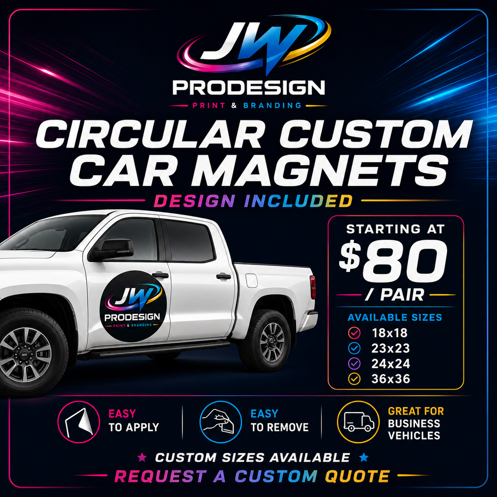 Circular Custom Car Magnets-Design Included.