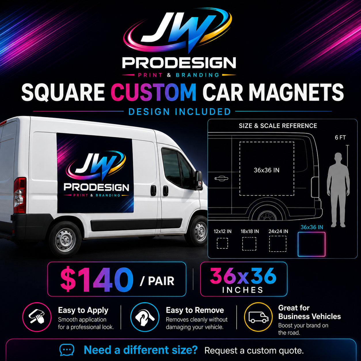 Custom Square car Magnets-Design Included